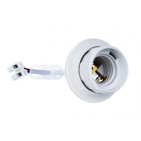 Oprawki-montazowe - plastikowa oprawka budowlna e27 z kołnierzem biała z kostką i kablem 10cm ob-e27-01 