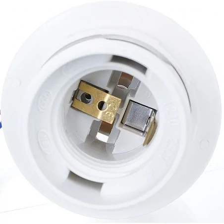 Oprawki-montazowe - plastikowa oprawka budowlna e27 z kołnierzem biała z kostką i kablem 10cm ob-e27-01 