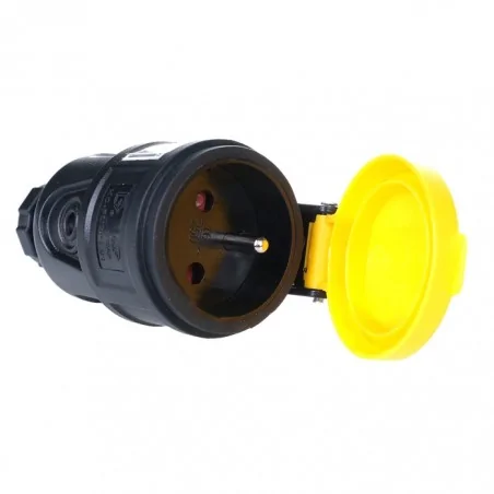 Gniazda-silowe - gg-02 gniazdo proste gumowe czarne z żółtą klapką ip44 16a rum-lux 