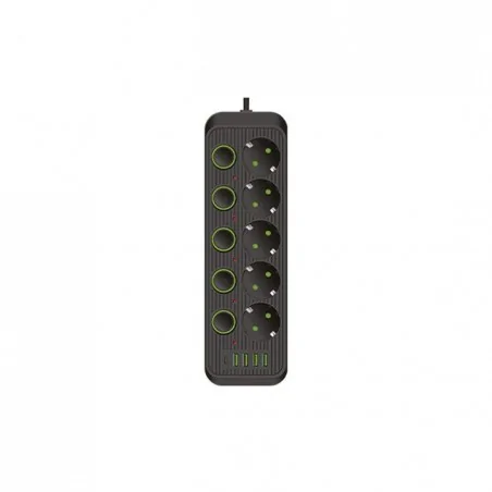 Przedluzacze-elektryczne - przedłużacz elektryczny 5 gniazd z uziemieniem schuko+5xusb z włącznikami modi 6589 lvt 