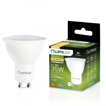 Gwint-trzonek-gu10 - żarówka led gu10 5w- 35w 470lm 3000k ciepła 120 stopni lumiled 