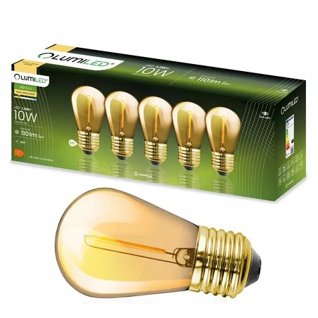 Gwint-trzonek-e27 - komplet 5 żarówek e27 filament do girlandy ogrodowej st14 2200k 1.3wlumiled 