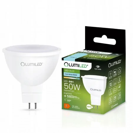 Gwint-mr-16-gu-53 - żarówka led jcdr 6w-50w gu5.3 580lm zimna mr16 lumiled 