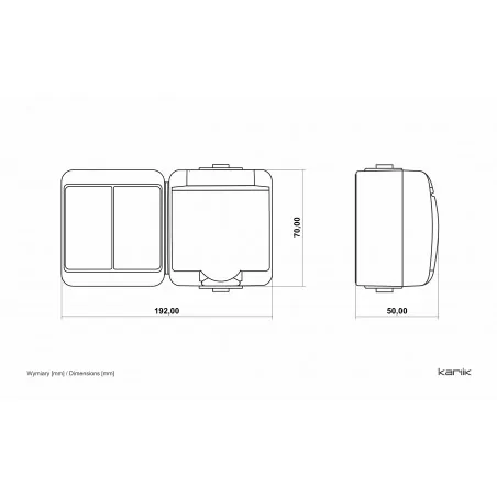 Gniazda-elektryczne - mix natynkowy komplet czarne gniazdo z przesłonami z wyłącznikiem światła podwójnym klapka dymna junior 12wghh-2dp karlik 