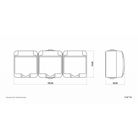 Gniazda-elektryczne - gniazdo potrójne z przydymioną klapką i przesłonami torów czarne natynkowe junior 12ghe-3dp karlik 