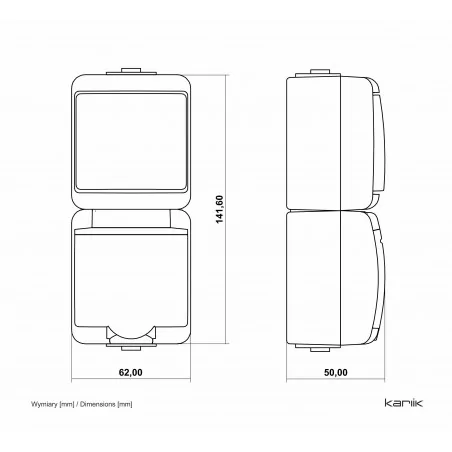 Wylaczniki-jednobiegunowe - mix pionowy włącznik jednobiegunowy z gniazdem pojedynczym z klapką dymną czarne junior 12wghp-1d karlik 