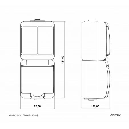 Gniazda-elektryczne - mix pionowy włącznik świecznikowy z gniazdem hermetycznym n/t czarny junior 12wghp-2d karlik 