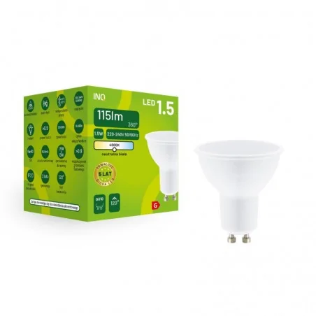 Gwint-trzonek-gu10 - mr006nw delikatna żarówka led gu10 1,5w 4000k 115lm inq 