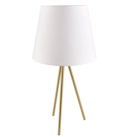 Lampki-nocne - lampka stołowa z białym kloszem na złotym trójnogu 1xe27 elena 325525 polux-goldlux 