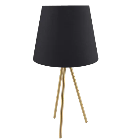 Lampki-nocne - czarna lampka stołowa na złotym trójnogu na wymienne źródło światła e27 elena 325846 polux-goldlux 