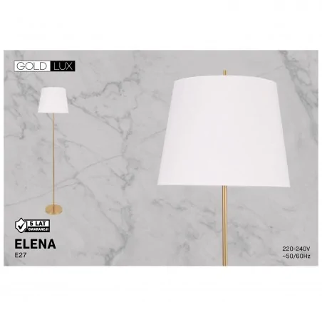 Lampy-stojace - stojąca lampa podłogowa biała ze złotą nóżką 1xe27 elena 325532 polux-goldlux 
