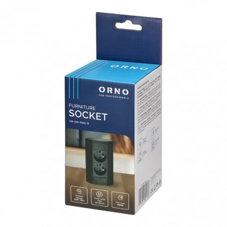 Gniazda-meblowe - or-gm-9005/b czarne gniazdo meblowe podwójne nablatowe  2x2p+z 3680w orno 