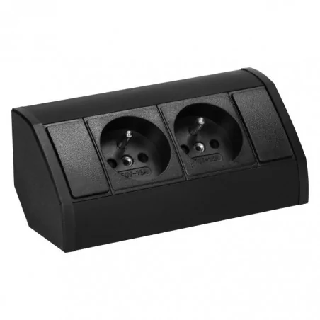 Gniazda-meblowe - or-gm-9005/b czarne gniazdo meblowe podwójne nablatowe  2x2p+z 3680w orno 