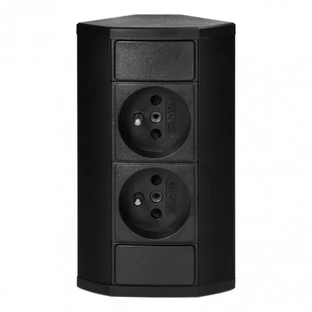 Gniazda-meblowe - or-gm-9005/b czarne gniazdo meblowe podwójne nablatowe  2x2p+z 3680w orno 