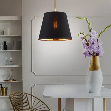 Lampy-sufitowe - wisząca lampa sufitowa czarno-złota na żarówkę e27 elena 325822 polux-goldlux 