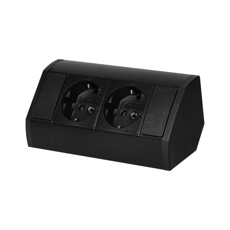 Gniazda-meblowe - or-gm-9005(gs)/b czarne gniazdo meblowe podwójne nablatowe schuko  2x2p+z 3680w orno firmy ORNO 