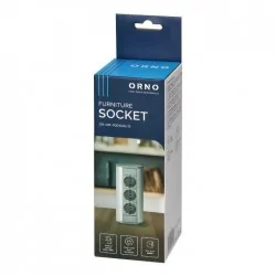Gniazda-meblowe - or-gm-9001(gs)/g potrójne gniazdo schuko meblowe 3x2p+z szaro-srebrne orno 