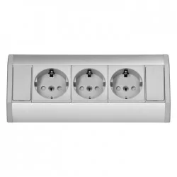 Gniazda-meblowe - or-gm-9001(gs)/g potrójne gniazdo schuko meblowe 3x2p+z szaro-srebrne orno 