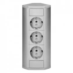 Gniazda-meblowe - or-gm-9001(gs)/g potrójne gniazdo schuko meblowe 3x2p+z szaro-srebrne orno 