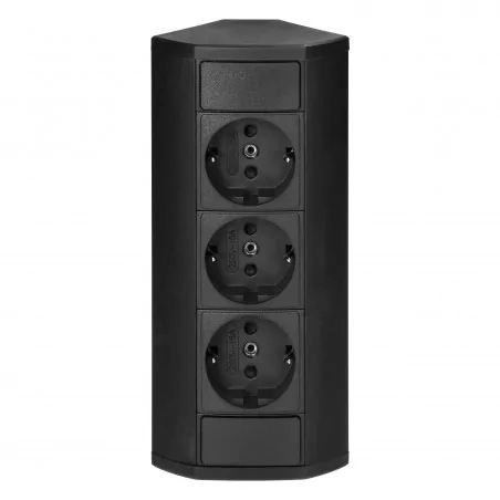 Gniazda-meblowe - or-gm-9001(gs)/b potrójne czarne gniazdo schuko meblowe 3x2p+z orno 