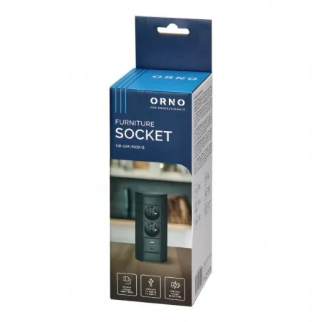 Gniazda-meblowe - or-gm-9039/b gniazdo meblowe podszafkowe czarne z usb a+c orno 