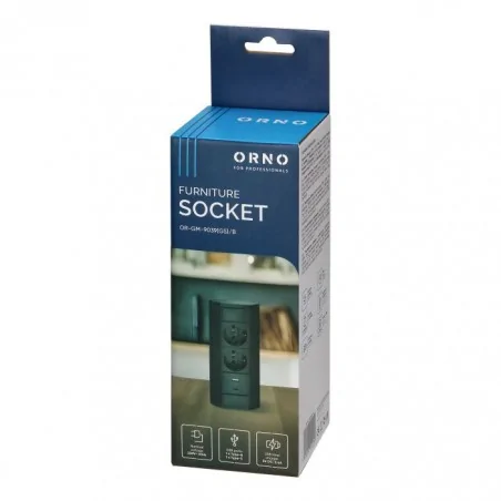Gniazda-meblowe - or-gm-9039(gs)/b gniazdo meblowe podszafkowe podwójne czarne z usb a+c schuko orno 