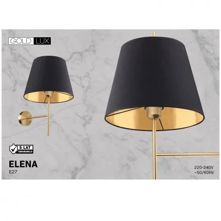 Kinkiety-do-salonu - czarno-złoty kinkiet na żarówkę e27 elena 325839 polux-goldlux 