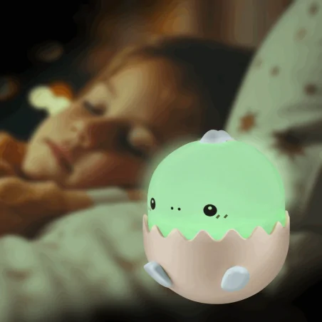Oswietlenie-do-pokoju-dzieciecego - urocza dziecięca lampka nocna led mały dinozaur niebieski światło rgb usb-c baby dino 326980 polux-goldlux 