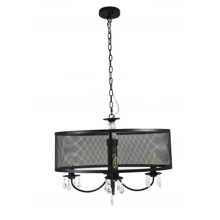 Lampy-sufitowe - lampa wisząca w kształcie elipsy z kryształkami czarna 4x12w e14 il mio bresso 4 310552 polux 