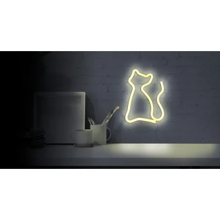 Neony-led - dekoracja led neonowy kot usb-a + zasilanie bateryjne 3xaa neon kot 327093 polux-goldlux 