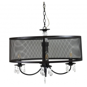 Lampy-sufitowe - lampa wisząca sufitowa w kształcie elipsy z kryształkami czarna 4x12w e14 il mio bresso 4 polux 
