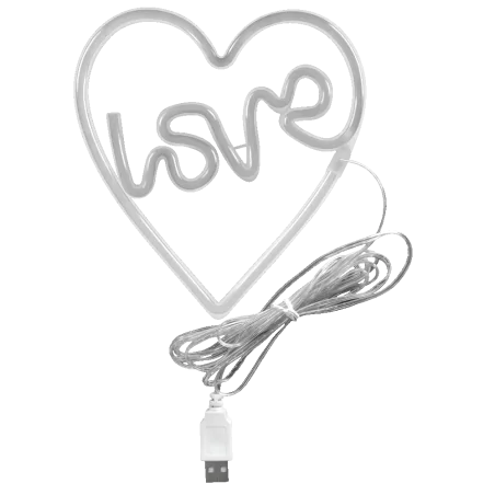 Neony-led - neon led w kształcie serca z napisem ''love'' zasilanie usb-a+3xaa 327154 polux-goldlux 