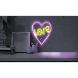 Neony-led - neon led w kształcie serca z napisem ''love'' zasilanie usb-a+3xaa 327154 polux-goldlux 