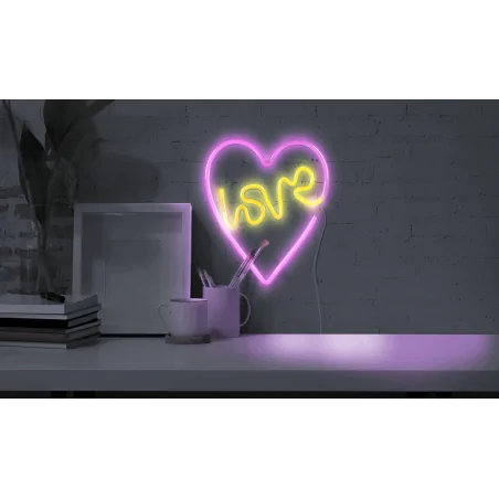 Neony-led - neon led w kształcie serca z napisem ''love'' zasilanie usb-a+3xaa 327154 polux-goldlux 