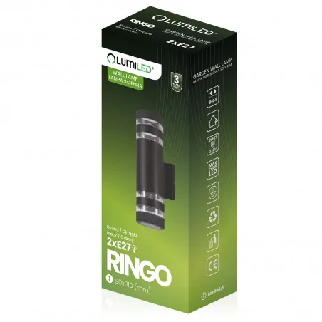Kinkiety-ogrodowe - lumogr0485 ogrodowa kinkiet elewacyjny 2xe27 led góra-dół ringo lumiled 