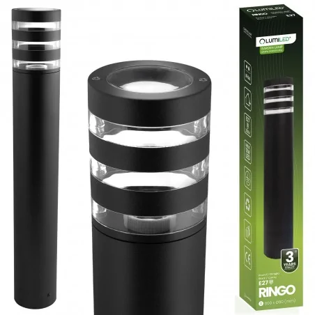Slupki-ogrodowe - lumogr0490 czarny słupek ogrodowy 60cm e27 led ringo lumiled 