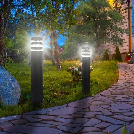 Slupki-ogrodowe - lumogr0490 czarny słupek ogrodowy 60cm e27 led ringo lumiled 