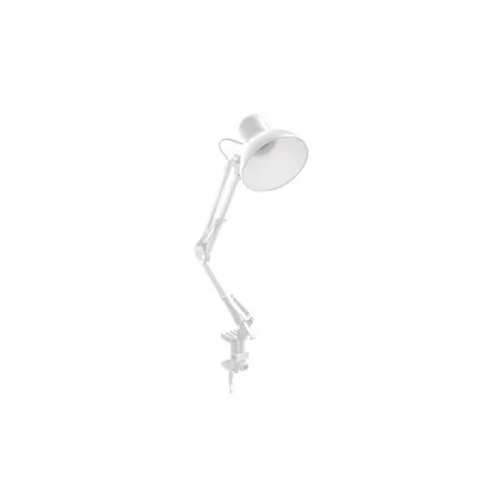 Lampki-biurkowe - biała lampka biurkowa kreślarska z uchwytem biurkowym i podstawą lena 8340 lvt 