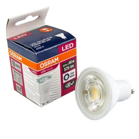Gwint-trzonek-gu10 - żarówka led gu10 neutralna 6,9w-80w 4000k 575lm par16 led value eue osram 