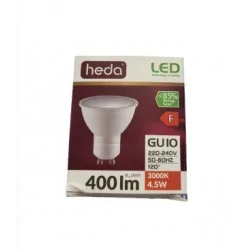 Gwint-trzonek-gu10 - żarówka led o mocy 4,5w z ciepłym światłem 3000k hd220 heda 