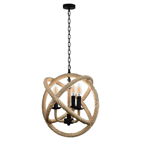 Lampy-sufitowe - wisząca lampa sufitowa czarny/beżowy 3x10w e14 il mio rope globo 307903 polux 