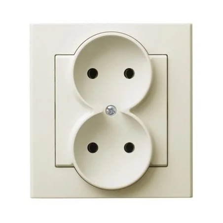 Gniazda-podwojne-podtynkowe - gniazdo podwójne bez uziemienia z ramką ecru sonata gp-2r/27 ospel 