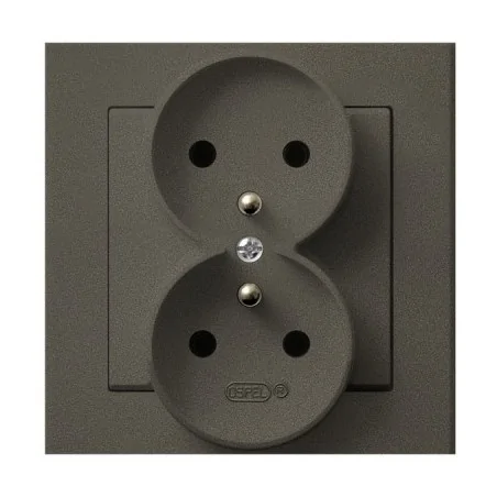 Gniazda-podwojne-podtynkowe - gniazdo podwójne z uziemieniem z ramką czekoladowy metalik sonata gp-2rz/40 ospel 