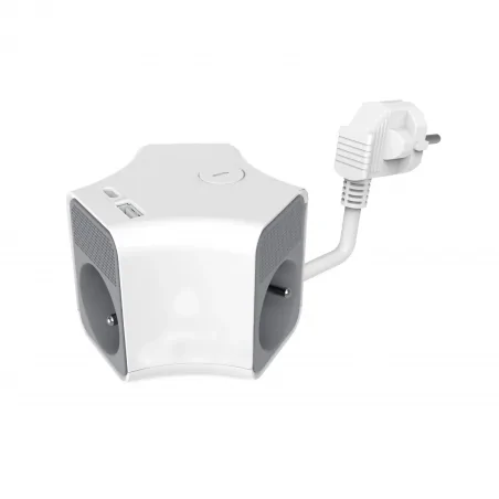 Przedluzacze-elektryczne - ps-330ls/2 przedłużacz kostka 3-gniazdowy z włącznikiem i gniazdami usb-a i usb-c plastrol 