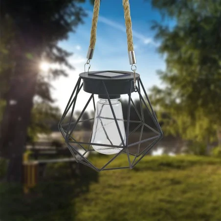 Ozdobne-oswietlenie-do-ogrodu - latarenka solarna na sznurze metalowa wisząca ip44 rombo 2 vo2833 volteno 
