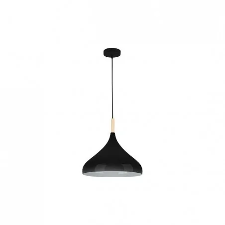 Lampy-sufitowe - wisząca lampa sufitowa czarna z dodatkiem drewna 1xe27 miko 0021 lvt 