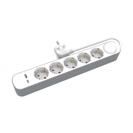 Przedluzacze-elektryczne - ps-530ls/3 listwa zasilająca 3m 5 gniazd + usb-a i usb-c schuko plastrol 