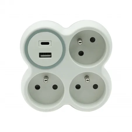 Rozgalezniki - rozg.r-31ws/s/b rozgałęźnik trzykrotny z/u + usb a i usb c plastrol 