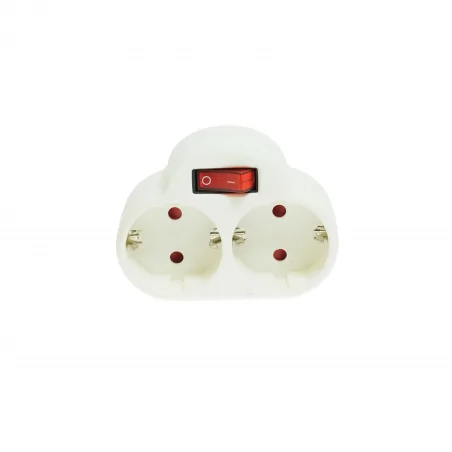 Rozgalezniki - rozg.r-270ws/s biały rozgałęźnik wtyczkowy schuko podwójny z wyłącznikiem plastrol 