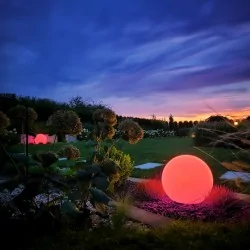 Lampy-kule-ogrodowe - eko1367 kula ogrodowa fi600 z żarówką e27 10w rgb + pilot globo eko-light 